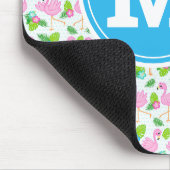 夏の熱帯フラミンゴと花のパターン マウスパッド (コーナー)