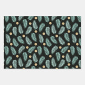 夏の熱帯フラミンゴブルー金ゴールドセット3 ラッピングペーパーシート (正面2)