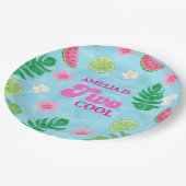 夏の熱帯フローラプールパーティー誕生日 ペーパープレート (アングル)