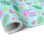 夏の熱帯フローラプールパーティー誕生日 ラッピングペーパー (ロールコーナー)