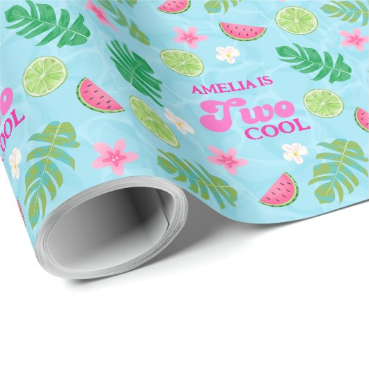 夏の熱帯フローラプールパーティー誕生日 ラッピングペーパー (ロールコーナー)