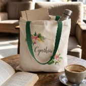 夏の熱帯フローラ幾何学模様の花嫁 トートバッグ