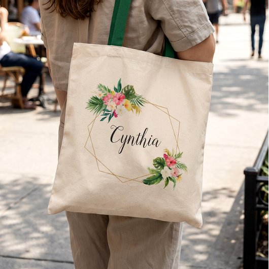 夏の熱帯フローラ幾何学模様の花嫁 トートバッグ