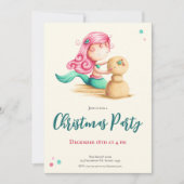 夏の熱帯マーメイドでビーチクリスマス 招待状 (正面)