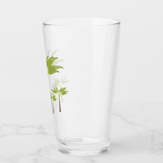 夏の熱帯ヤシの木の島のビーチのクラシック タンブラーグラス (左)