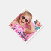 夏の熱帯ルアウ（ハワイ式宴会）ガールプールの誕生日の写真 スタンダードカクテルナプキン (角)