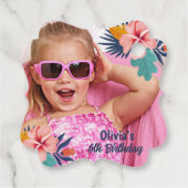 夏の熱帯ルアウ（ハワイ式宴会）ガールプールの誕生日の写真 フェイバータグ (裏面)