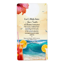 夏の熱帯ルアウ（ハワイ式宴会）ビーチパーティー21st誕生日 ラベル
