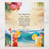 夏の熱帯ルアウ（ハワイ式宴会）ビーチパーティー21st誕生日 ワインラベル (シングルラベル)