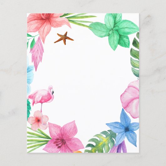 夏の熱帯予算の赤ちゃんシャワー招待 (裏面)