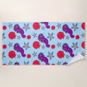 夏の熱帯性シーホースの貝殻のヒトデリラックスィッシュ ビーチタオル (正面)