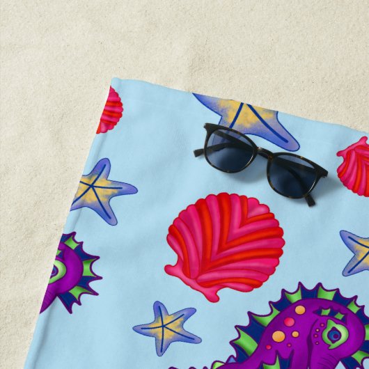 夏の熱帯性シーホースの貝殻のヒトデリラックスィッシュ ビーチタオル (インサイチュ)