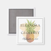 夏の熱帯性パイナップル結婚沿岸の日 マグネット (正面/裏面)