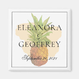 夏の熱帯性パイナップル結婚沿岸の日 マグネット