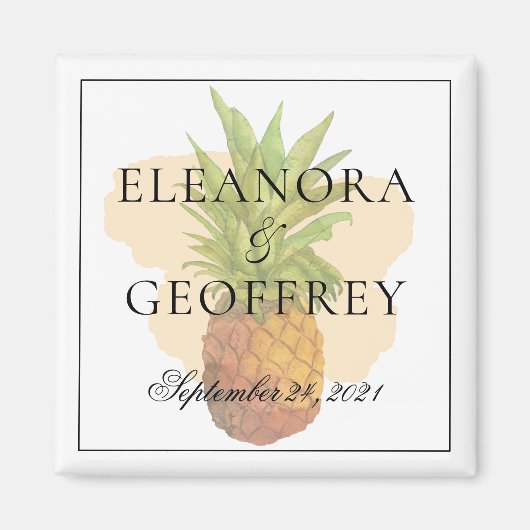 夏の熱帯性パイナップル結婚沿岸の日 マグネット (正面)