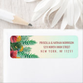 夏の熱帯性パイナップル葉フローラのアドレス ラベル (インサイチュ)