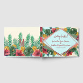 夏の熱帯性パイナップル葉フローラ結婚ズ ゲストブック (全面)