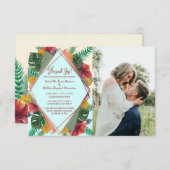 夏の熱帯性パイナップル葉フローラ結婚ズ 案内状 (正面/裏面)