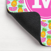 夏の熱帯性パイナップル&スイカモノグラム マウスパッド (コーナー)