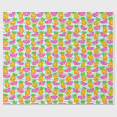 夏の熱帯性パイナップル&スイカ模様 ラッピングペーパー (フラット)