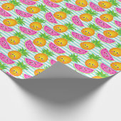 夏の熱帯性パイナップル&スイカ模様 ラッピングペーパー (角)