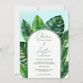 夏の熱帯緑のビーチ結婚式写真 招待状 (正面)
