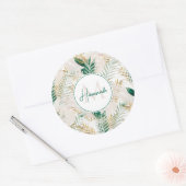 夏の熱帯緑の金ゴールドヤシの葉の緑 ラウンドシール (封筒)