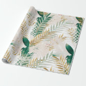 夏の熱帯緑の金ゴールドヤシの葉の緑 ラッピングペーパー (アンロールド)