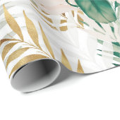 夏の熱帯緑の金ゴールドヤシの葉の緑 ラッピングペーパー (ロールコーナー)