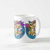 夏の熱帯花ビーチ海波 コーヒーマグカップ (正面右)