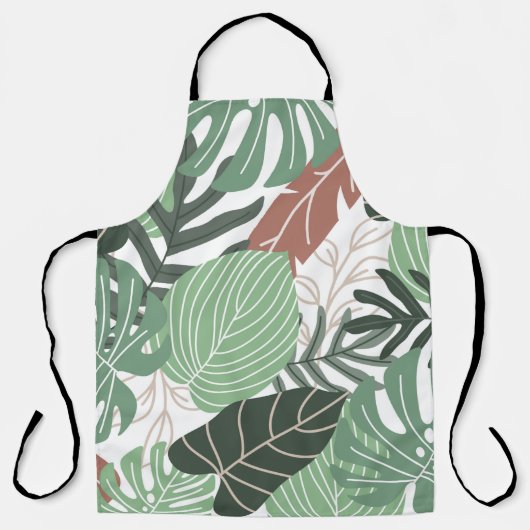 夏の熱帯葉の継ぎ目のない模様 エプロン (正面)
