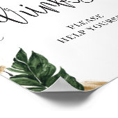 夏の熱帯葉フローラ金ゴールドドリンクの看板 ポスター (角)