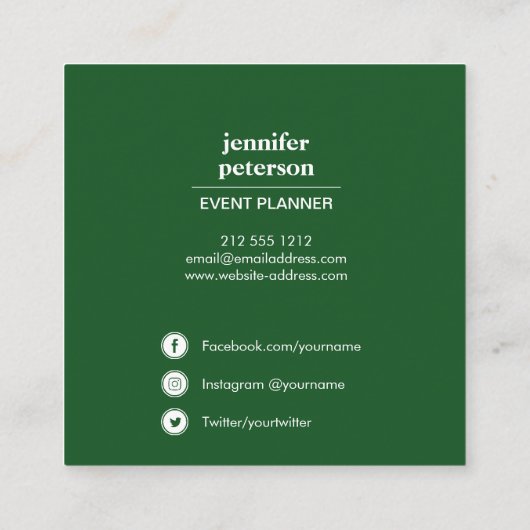 夏の熱帯葉国のモンステラのソーシャルメディアのアイコン スクエア名刺 (裏面)