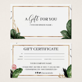 夏の熱帯葉産カスタマイズ品のギフト証明書