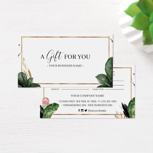 夏の熱帯葉産カスタマイズ品のギフト証明書 (デスク)