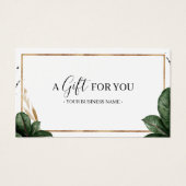 夏の熱帯葉産カスタマイズ品のギフト証明書 (正面)