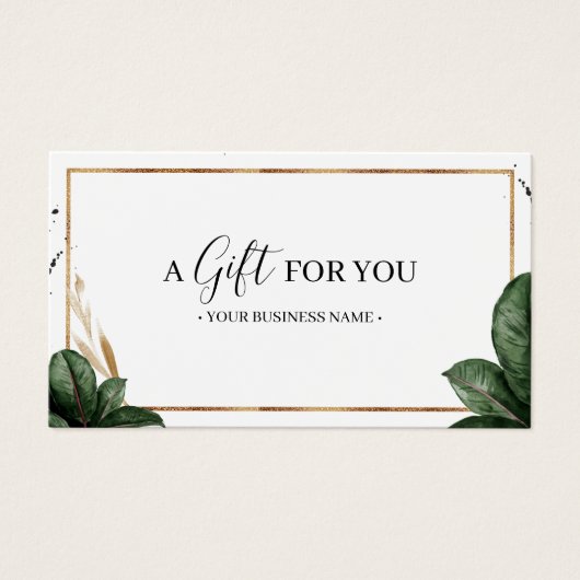 夏の熱帯葉産カスタマイズ品のギフト証明書 (正面)