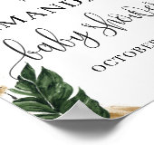 夏の熱帯葉金ゴールドの赤ちゃんシャワー歓迎 ポスター (角)