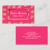 夏の熱帯金ゴールドおよびピンクのパイナップルパターン 名刺 (正面/裏面)