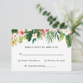 夏の熱帯離れ国の結婚式RSVP返信カード 出欠カード (スタンド正面)