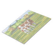 夏の牧草地でガーンジー牛と可愛い子牛 ノートパッド (アングル)