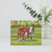 夏の牧草地でヘレフォードカウカフカートカーフ (スタンド正面)