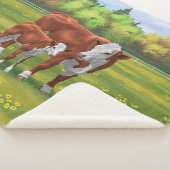 夏の牧草地でヘレフォードカウカフカートカーフ シェルパブランケット (3/4)