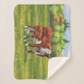 夏の牧草地でヘレフォードカウカフカートカーフ シェルパブランケット (正面)