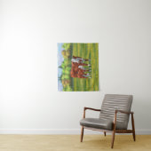 夏の牧草地でヘレフォードカウカフカートカーフ タペストリー (インサイチュ)