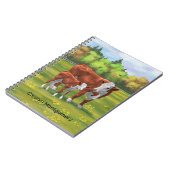 夏の牧草地でヘレフォードカウカフカートカーフ ノートブック (左側)
