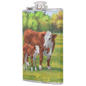 夏の牧草地でヘレフォードカウカフカートカーフ フラスク (左)