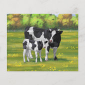 夏の牧草地でホルスタイン牛&かわいい子牛 (裏面)