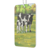 夏の牧草地でホルスタイン牛&かわいい子牛 カーエアーフレッシュナー (左)