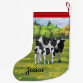 夏の牧草地でホルスタイン牛&かわいい子牛 スモールクリスマスストッキング (裏面)
